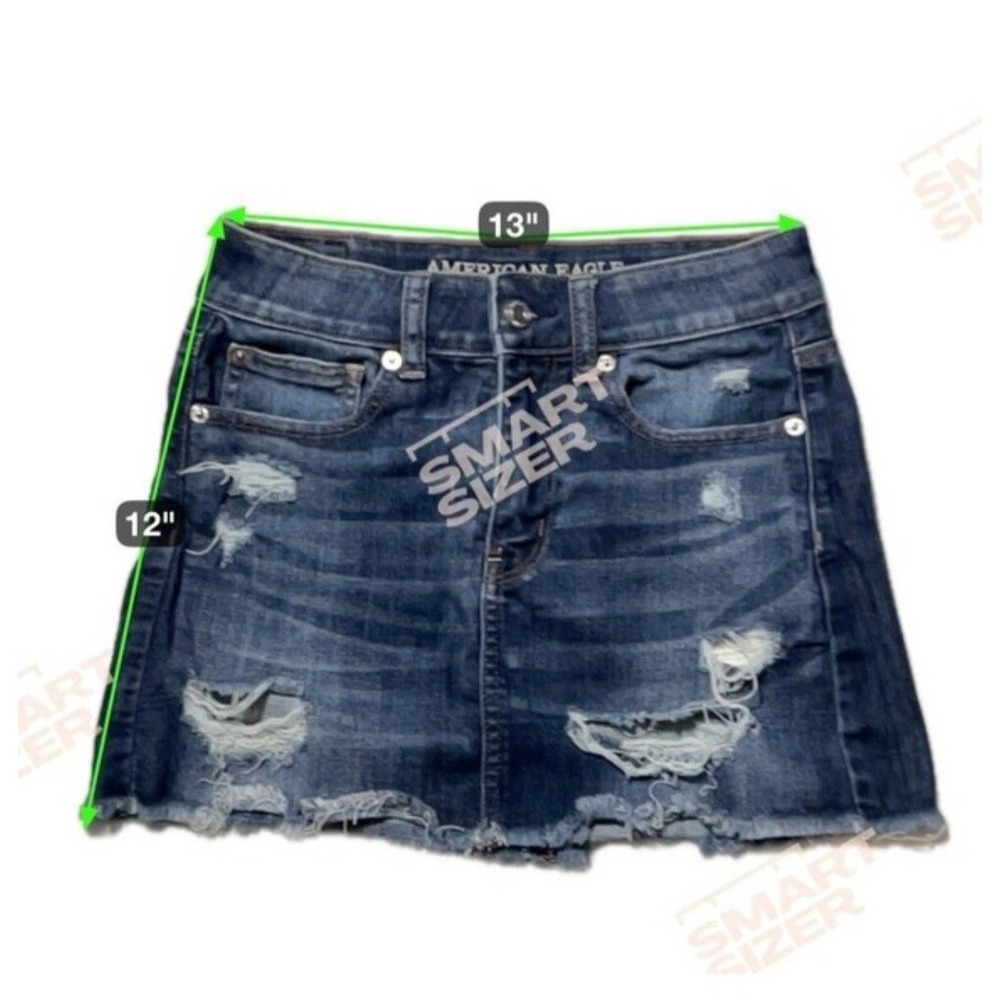 American Eagle Distressed Denim Mini Skirt Women's Size 2 Y2K Grunge - Picture 6 of 6